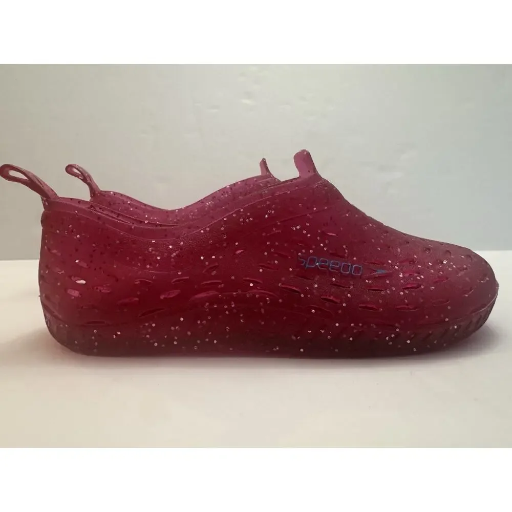 Speedo Exsqueeze Me Red Glitter Jelly Water Shoes Kids XL 11 12